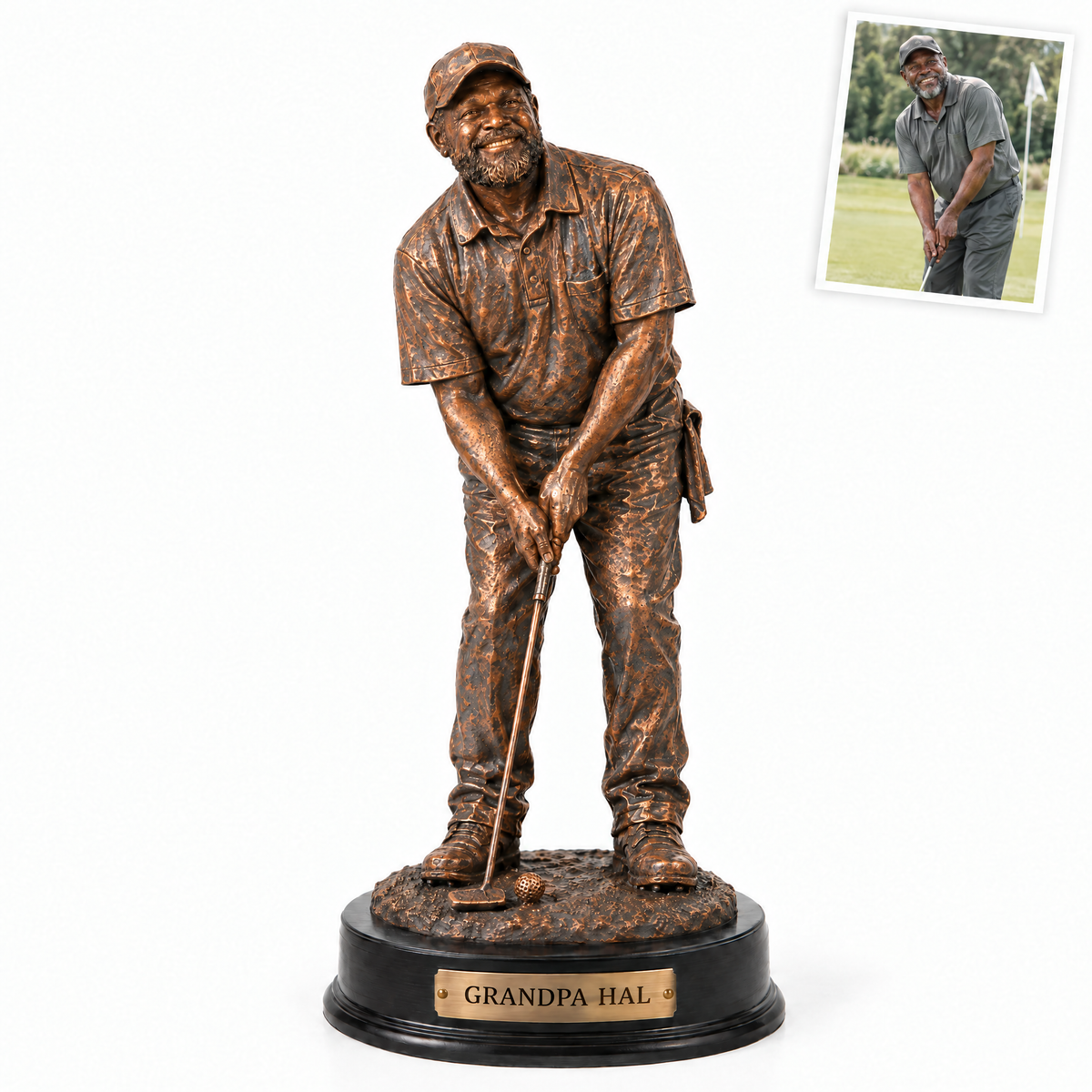 Bronze-style golf trophy, GRANDPA HAL