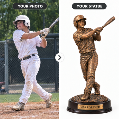 Customer photo turned into bronze-style baseball trophy #24 FOREVER